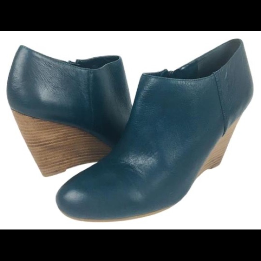 Real leather wedge booties - Nine West Blue Oriano